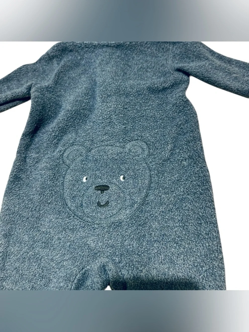 Carter's Boy's Size 3 Months Footless Fleece One Piece Hooded Bear Applique
